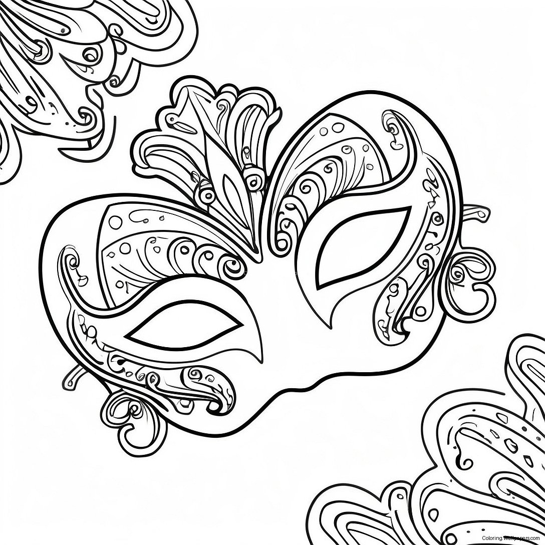 Mardi Gras Mask Coloring Page 908