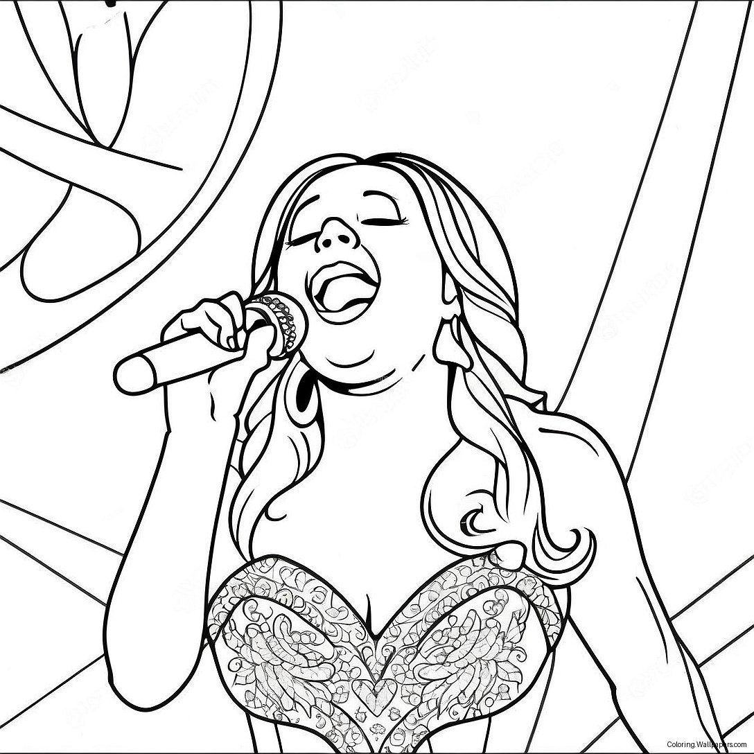 Mariah Carey Singing On Stage Coloring Page 30809
