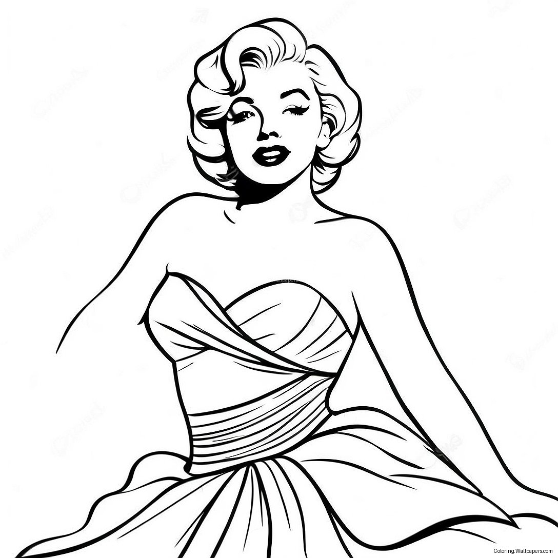 Página Para Colorear Del Vestido Glamuroso De Marilyn Monroe 11720