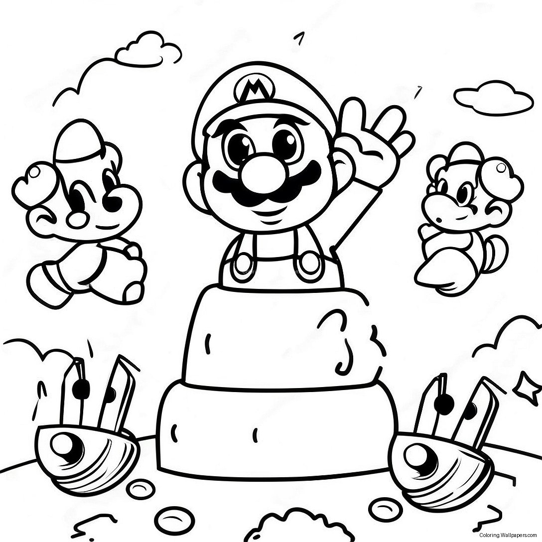 Page À Colorier De La Fête D'anniversaire De Mario 12312