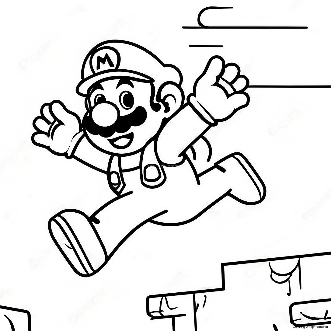 Página Para Colorear De Mario Saltando En El Aire 52917