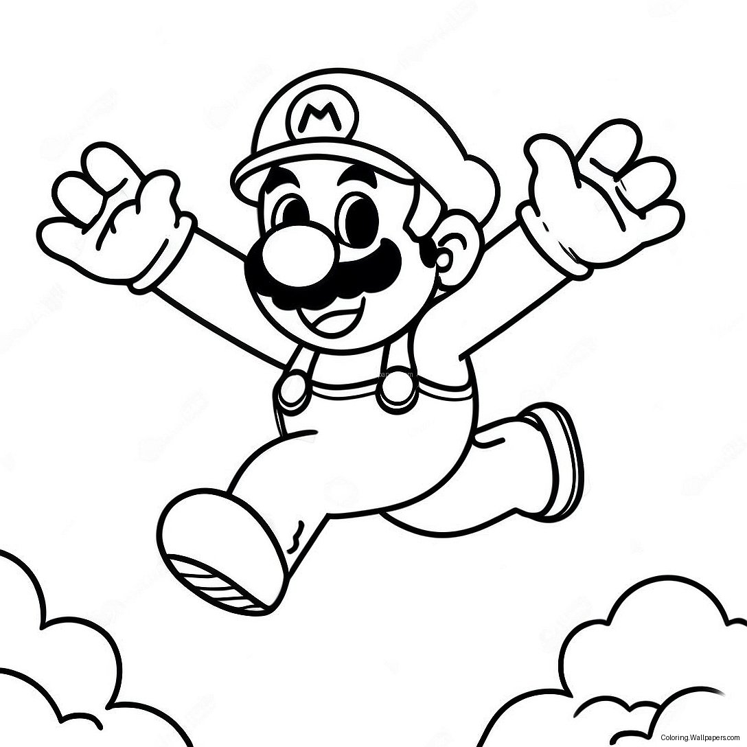 Página Para Colorear De Mario Saltando En El Aire 52919