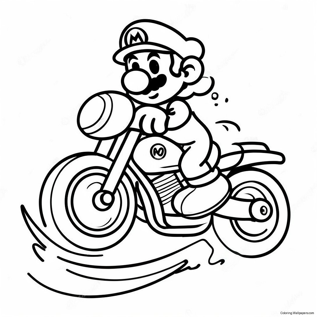 Mario Fährt Schnell Auf Motorrad Ausmalbild 49401