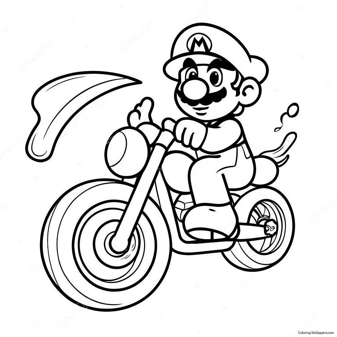 バイクで速くレースするマリオぬりえページ 49403