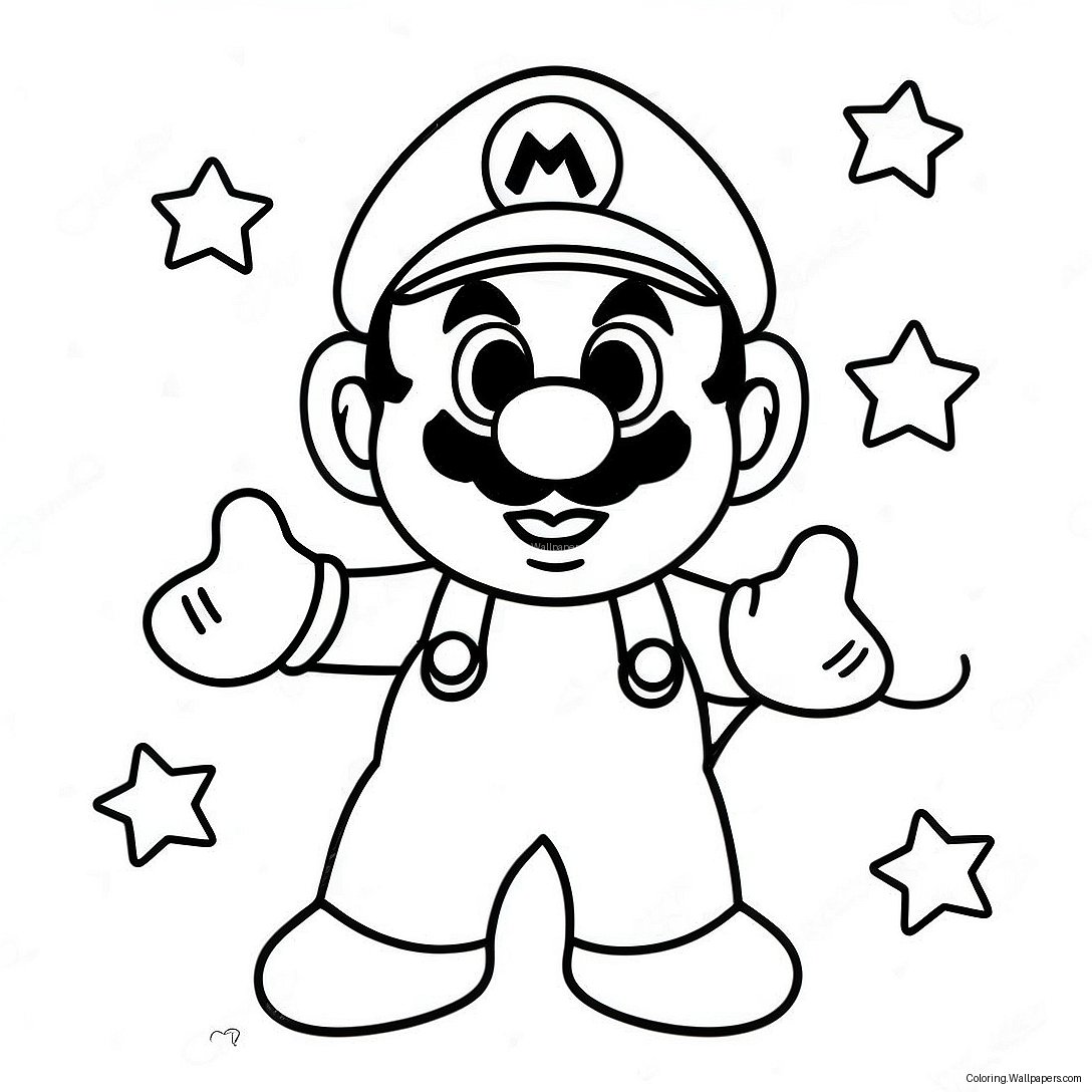 Página Para Colorear De Mario Con Estrellas Coloridas 52930