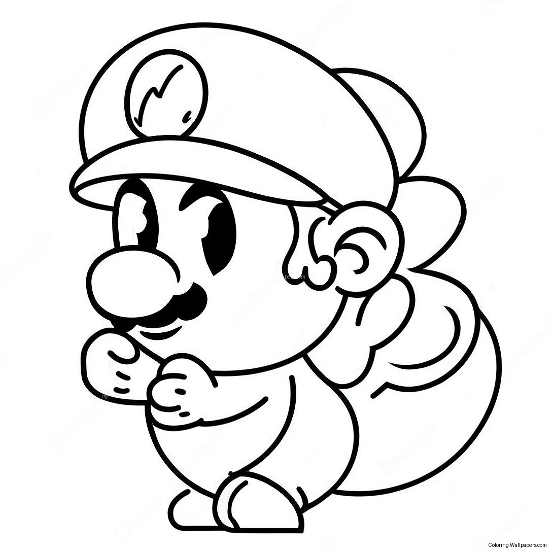 Mario With Santa Hat Coloring Page 5343