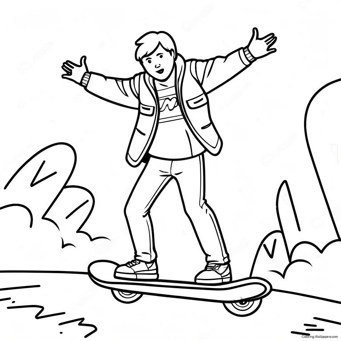 Página Para Colorir Do Marty Mcfly Andando De Hoverboard 18307