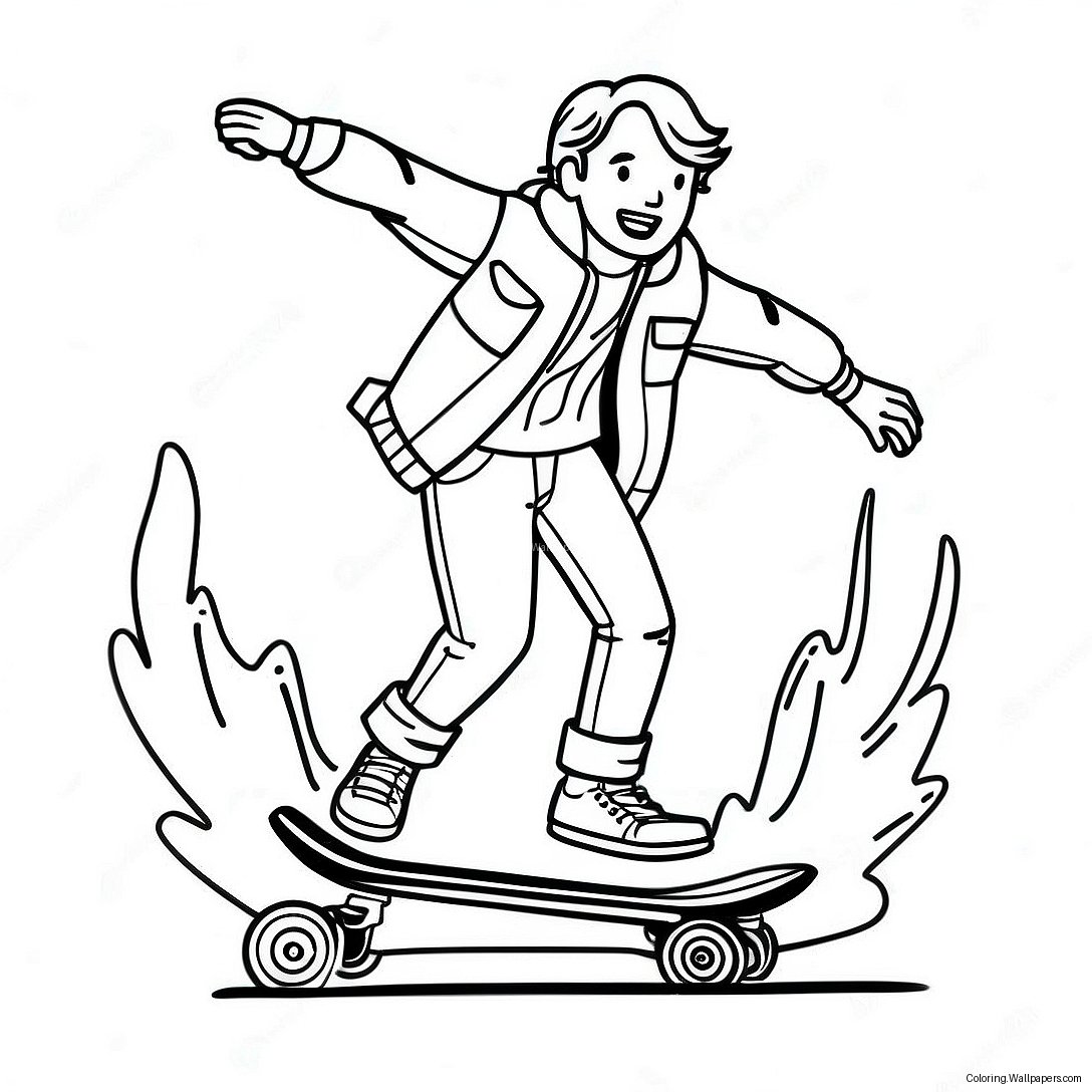 Marty Mcfly Op Hoverboard Kleurplaat 18308