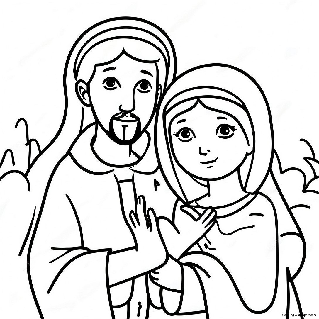 Mary And Joseph Nativity Scene Coloring Page 56346