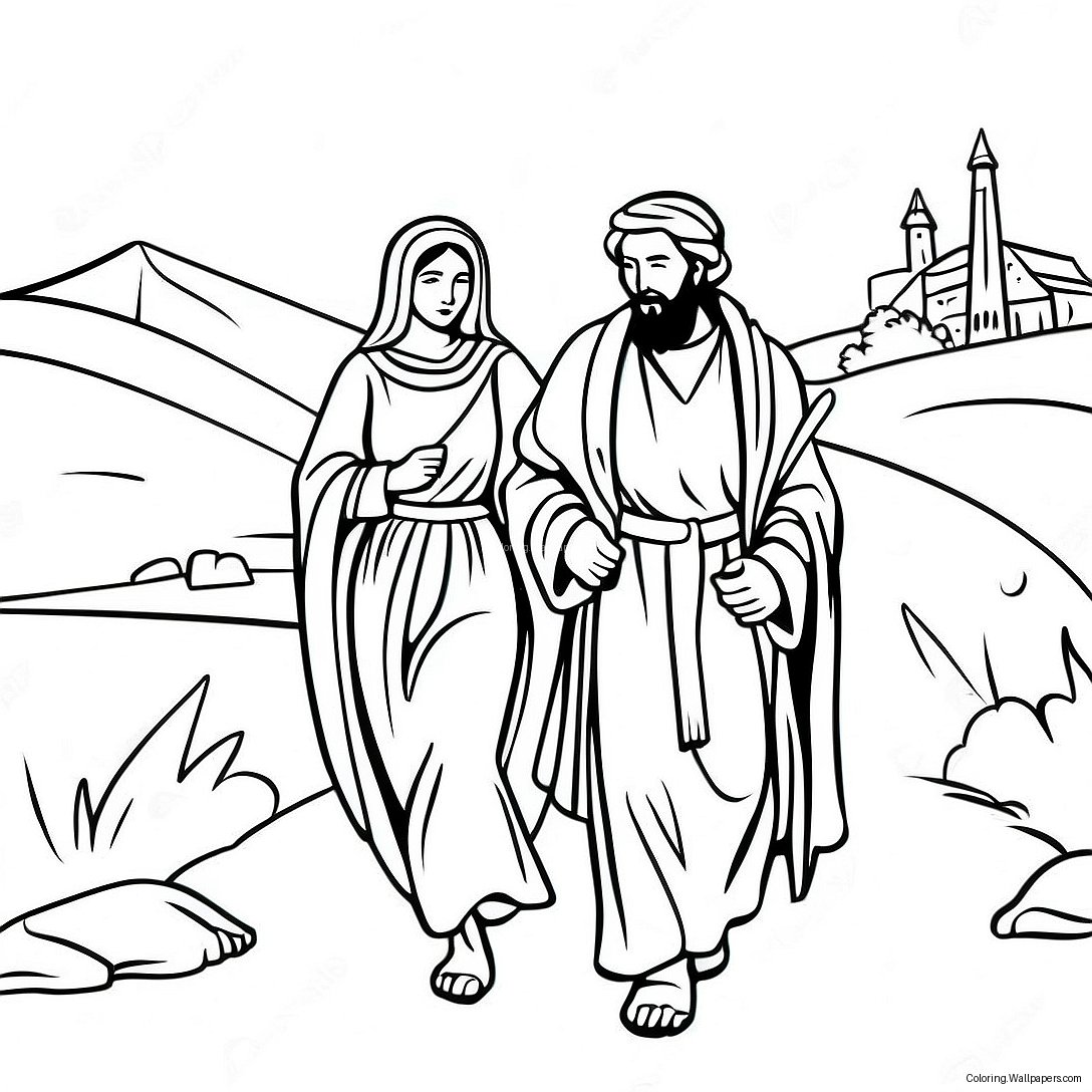 Maria Und Josef Reisen Nach Bethlehem Ausmalbild 55623