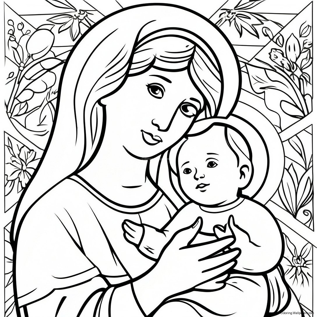 Page À Colorier De Marie Tenant Le Bébé Jésus 56354