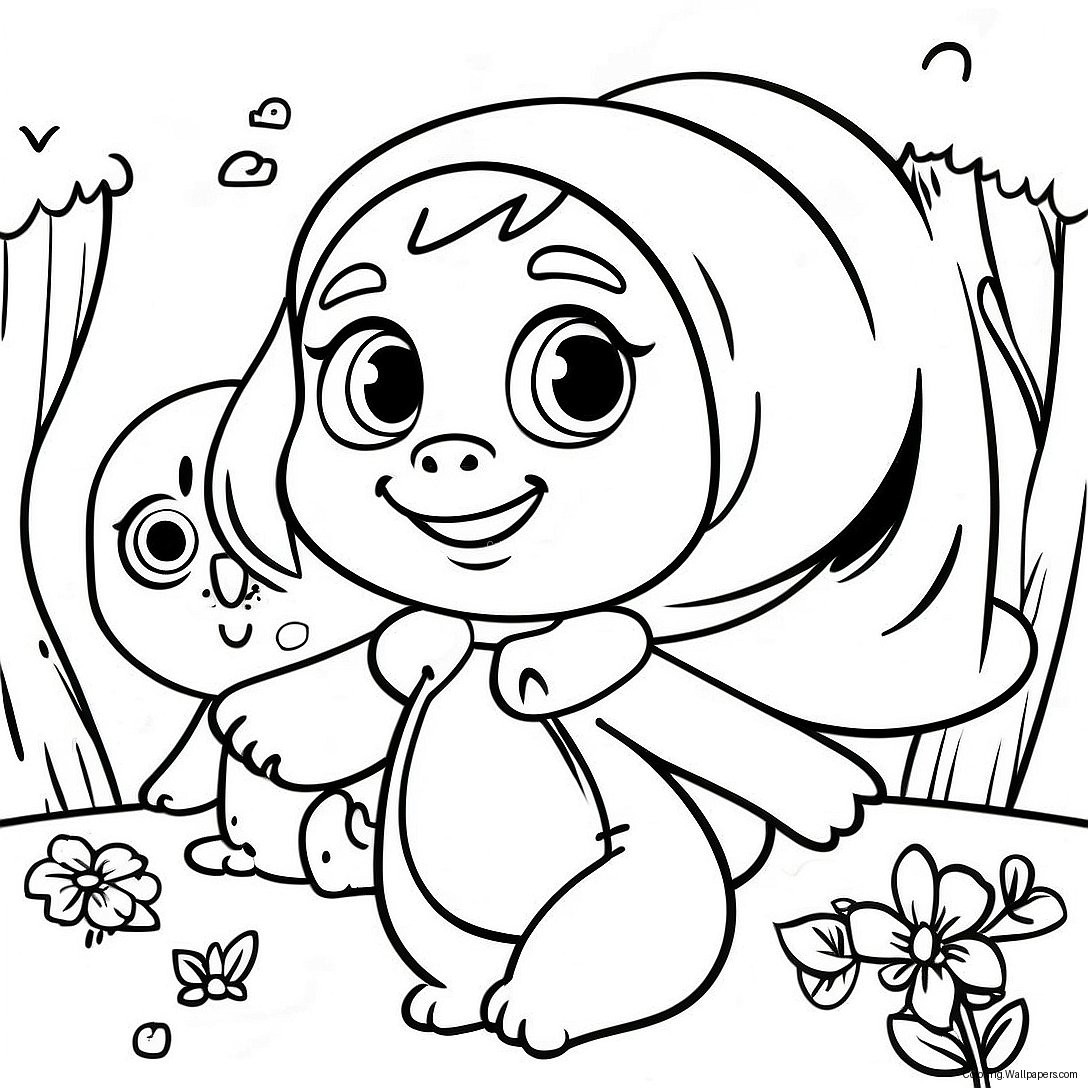 Masha Playing With Friends Coloring Page 10000