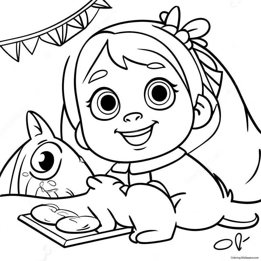 Masha Playing With Friends Coloring Page 9998