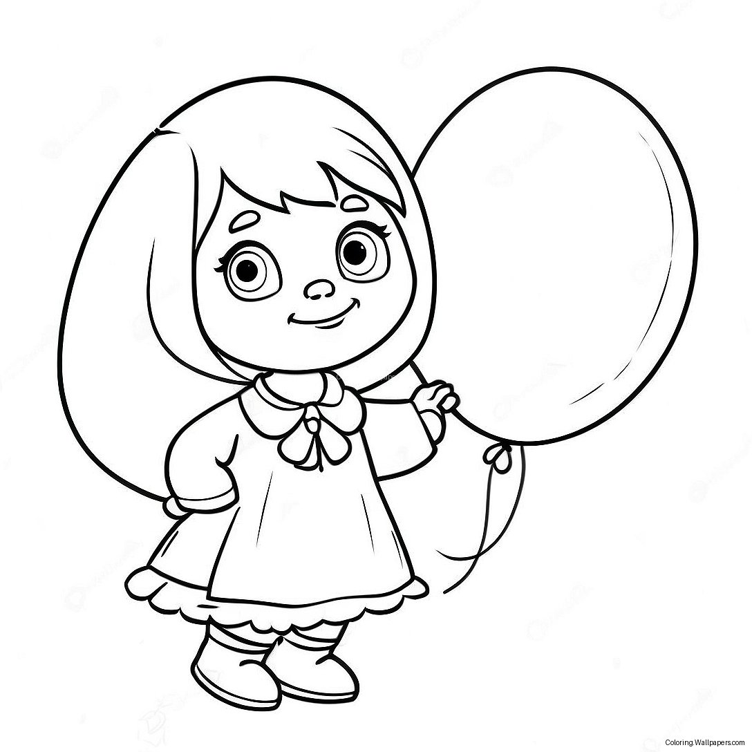 Masha With Colorful Balloons Coloring Page 5381