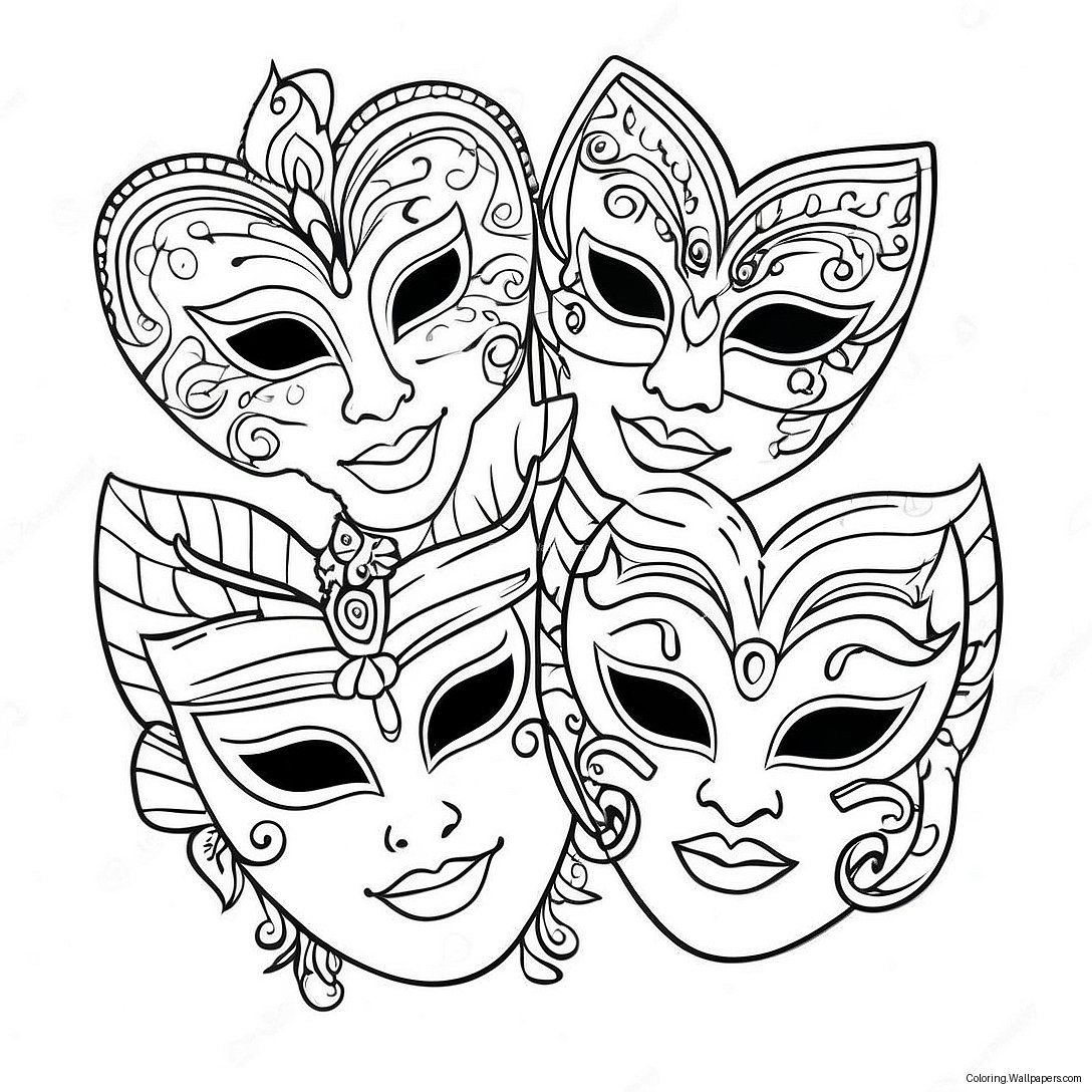 Masquerade Masks Coloring Page 24276