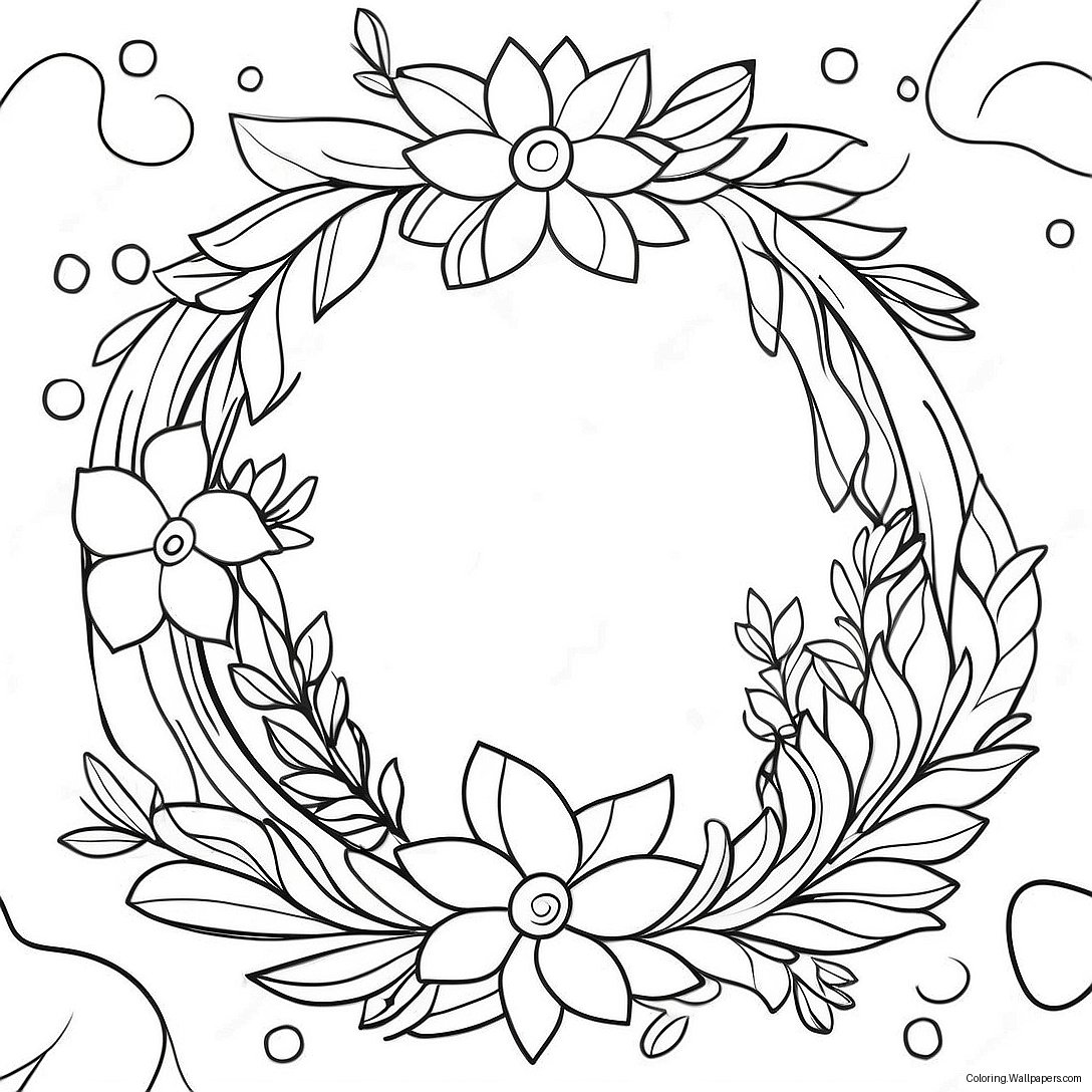 May Day Flower Garland Coloring Page 10427