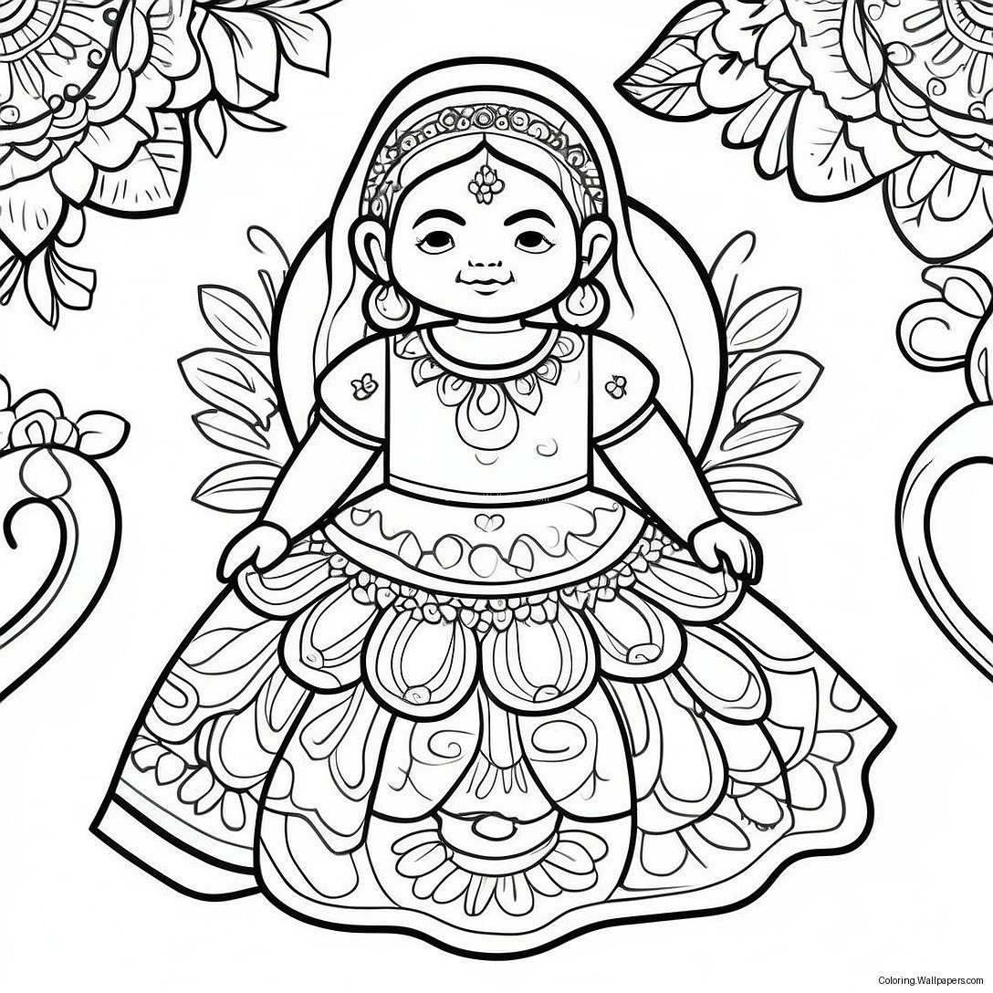 Página Para Colorear De Maya En Su Vestido Colorido 36587