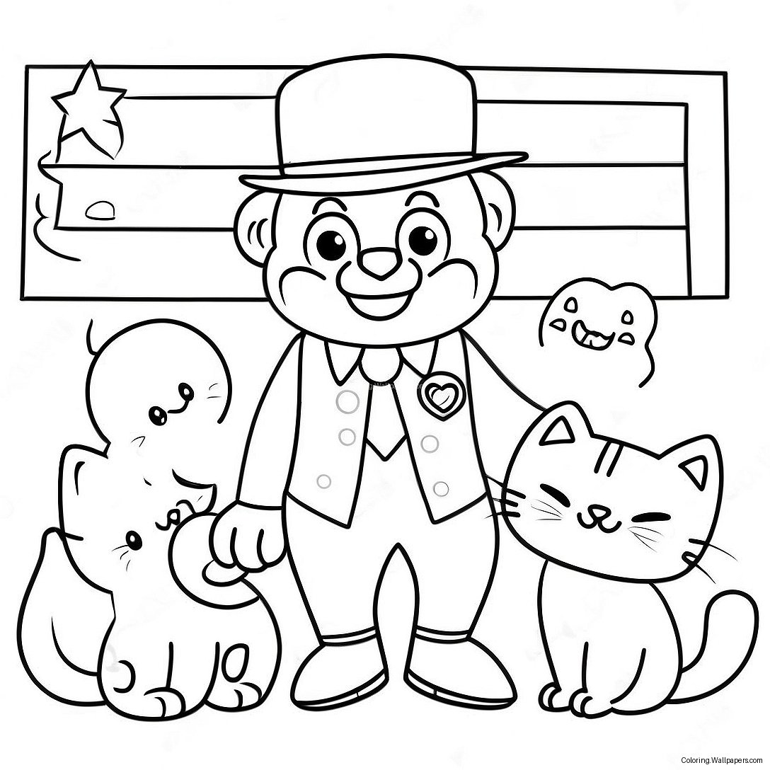 Página Para Colorir Do Prefeito Humdinger Com Gatinhos Adoráveis 26937