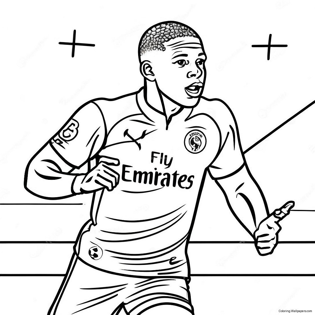 Página Para Colorir Do Mbappé Em Ação 2000