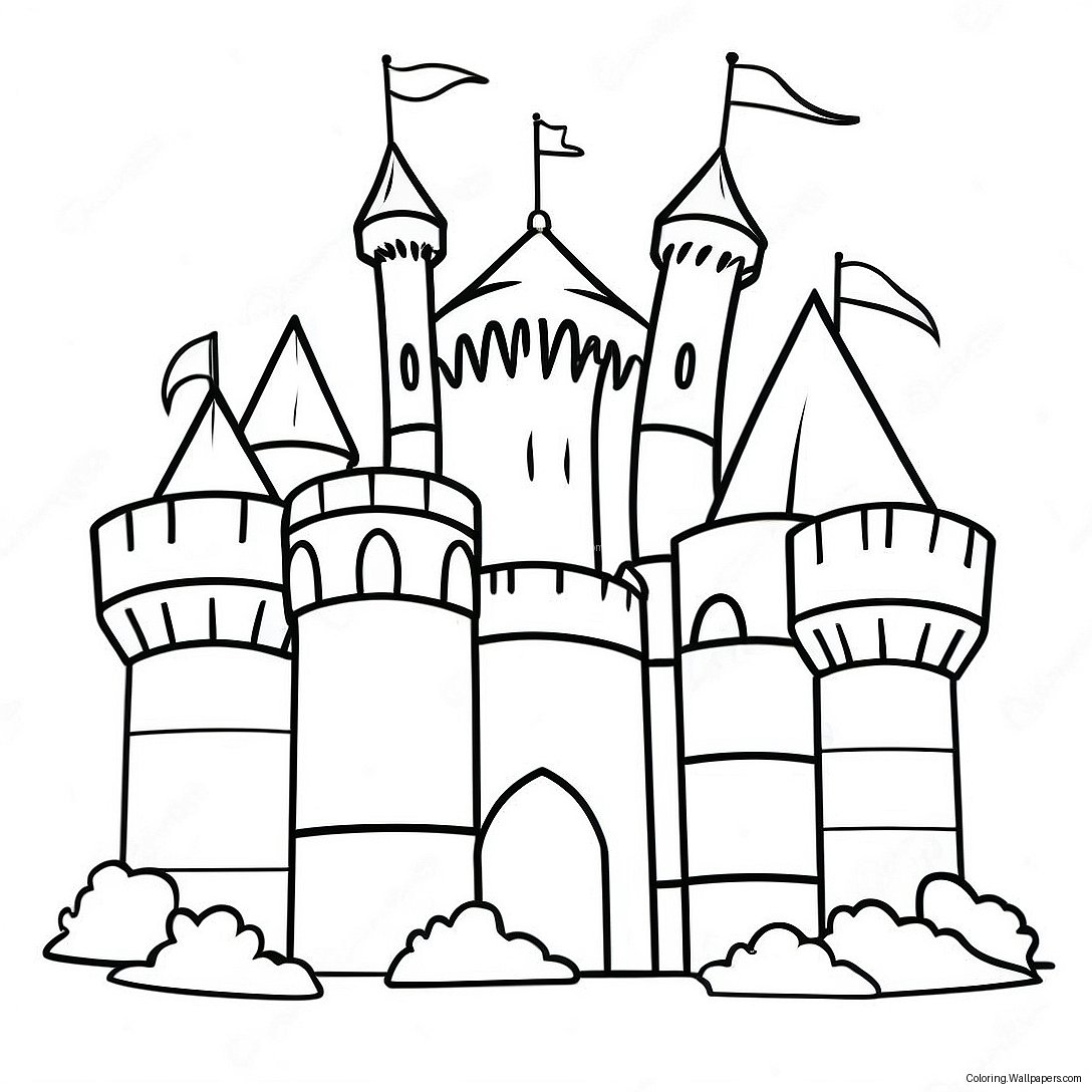 Página Para Colorear De Un Castillo Medieval 5050