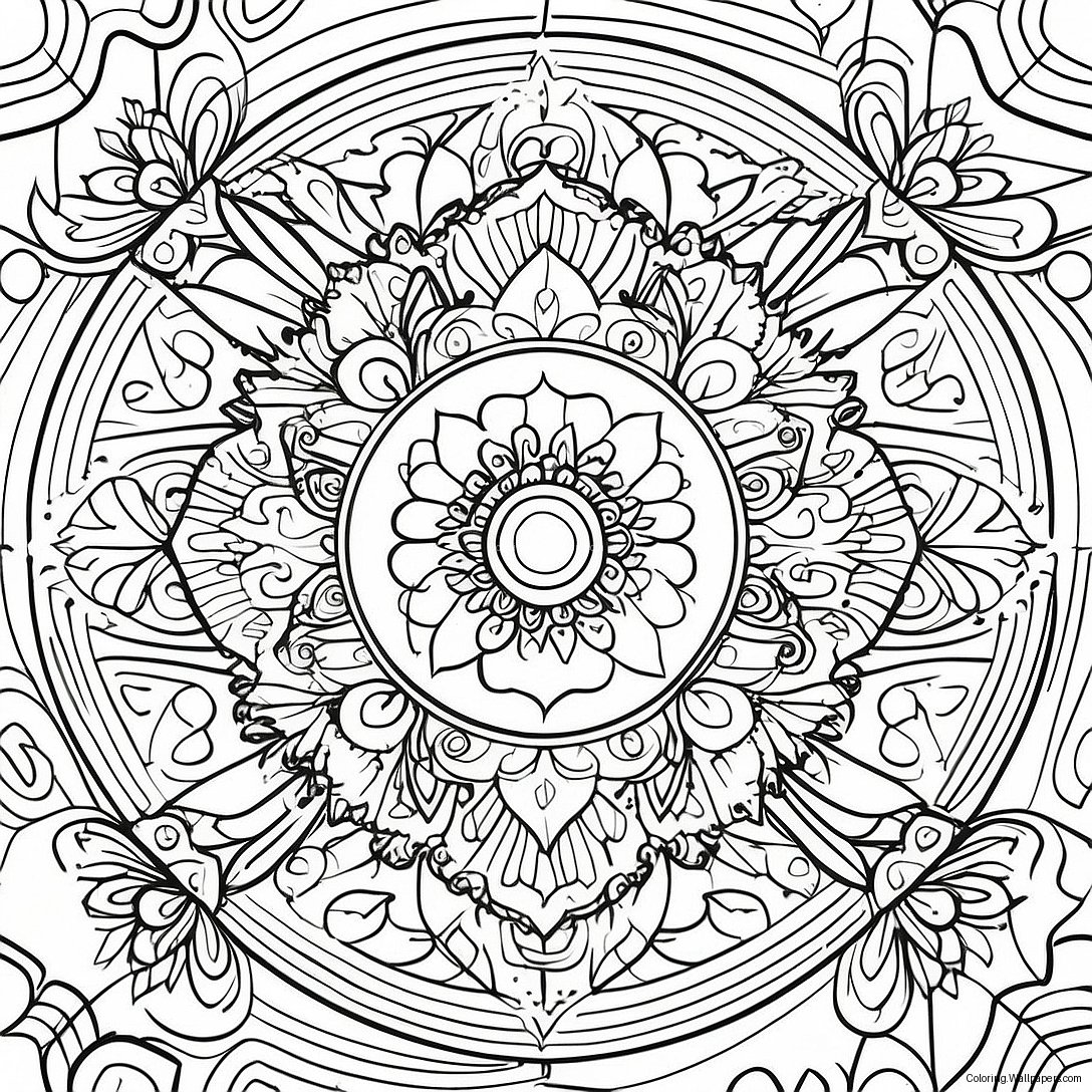 Meditativ Mandala Färgläggningssida 44489