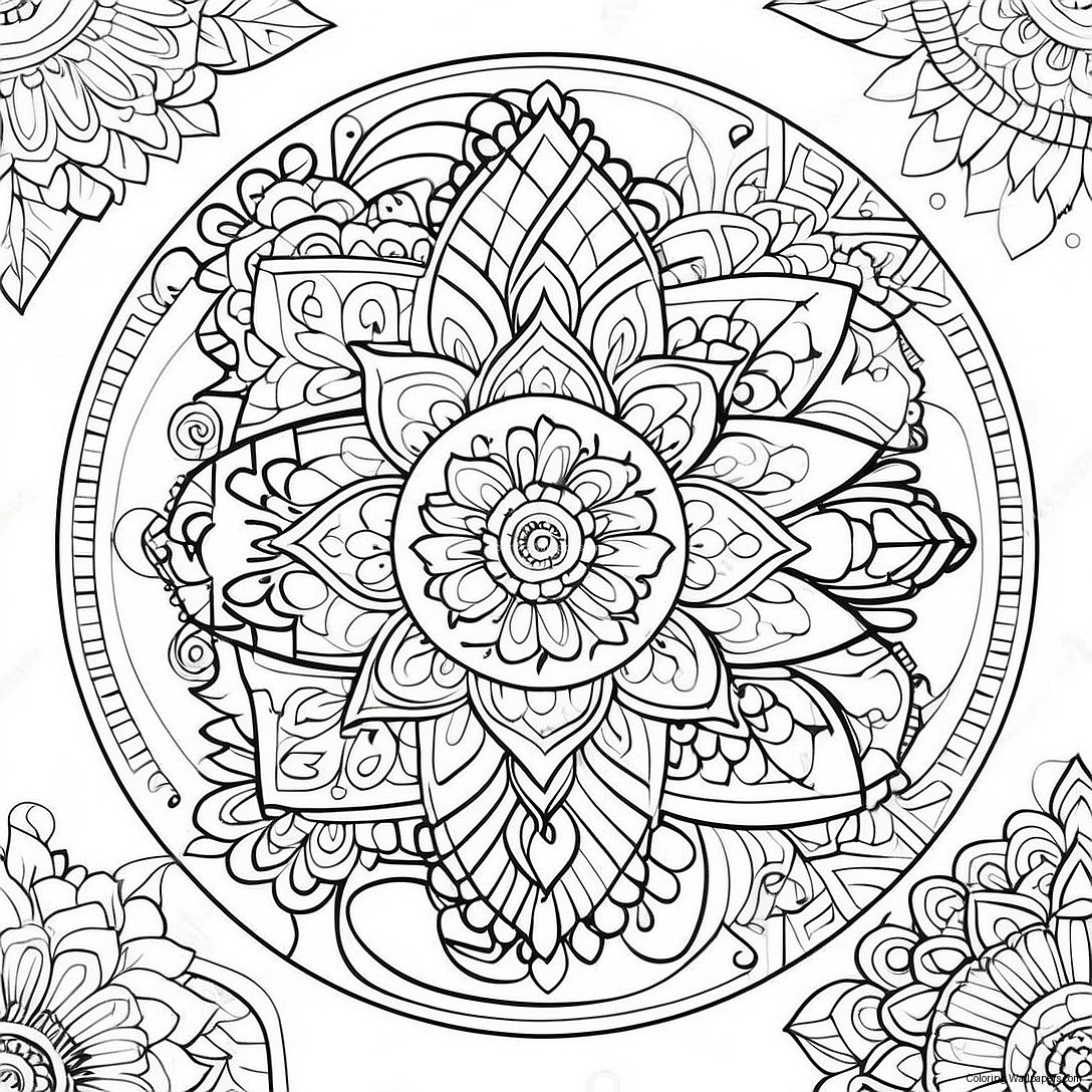 Meditativ Mandala Farvelægningsside 44492