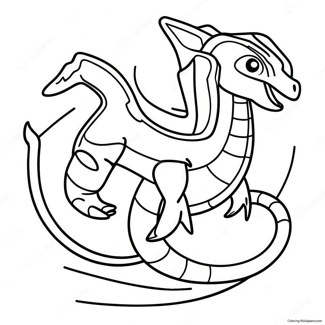 Mega Rayquaza In Flight Coloring Page 15569