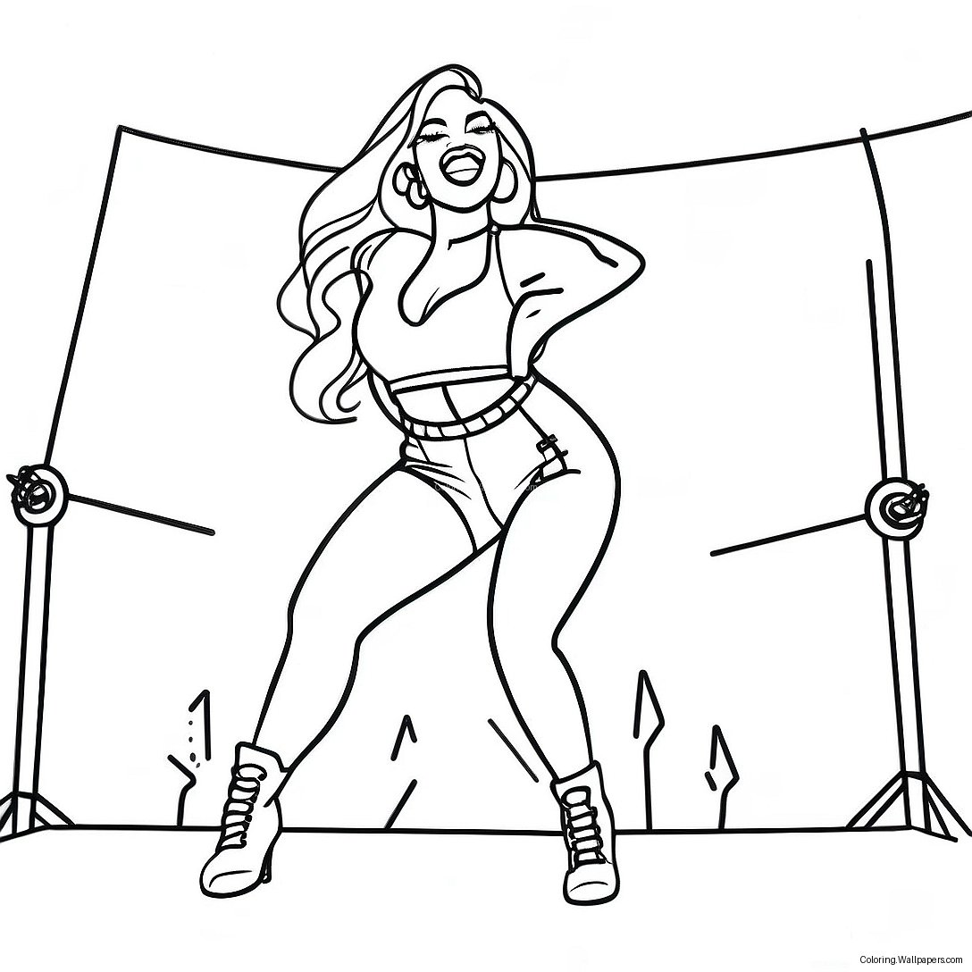 Megan Thee Stallion Performing On Stage Coloring Page 53402