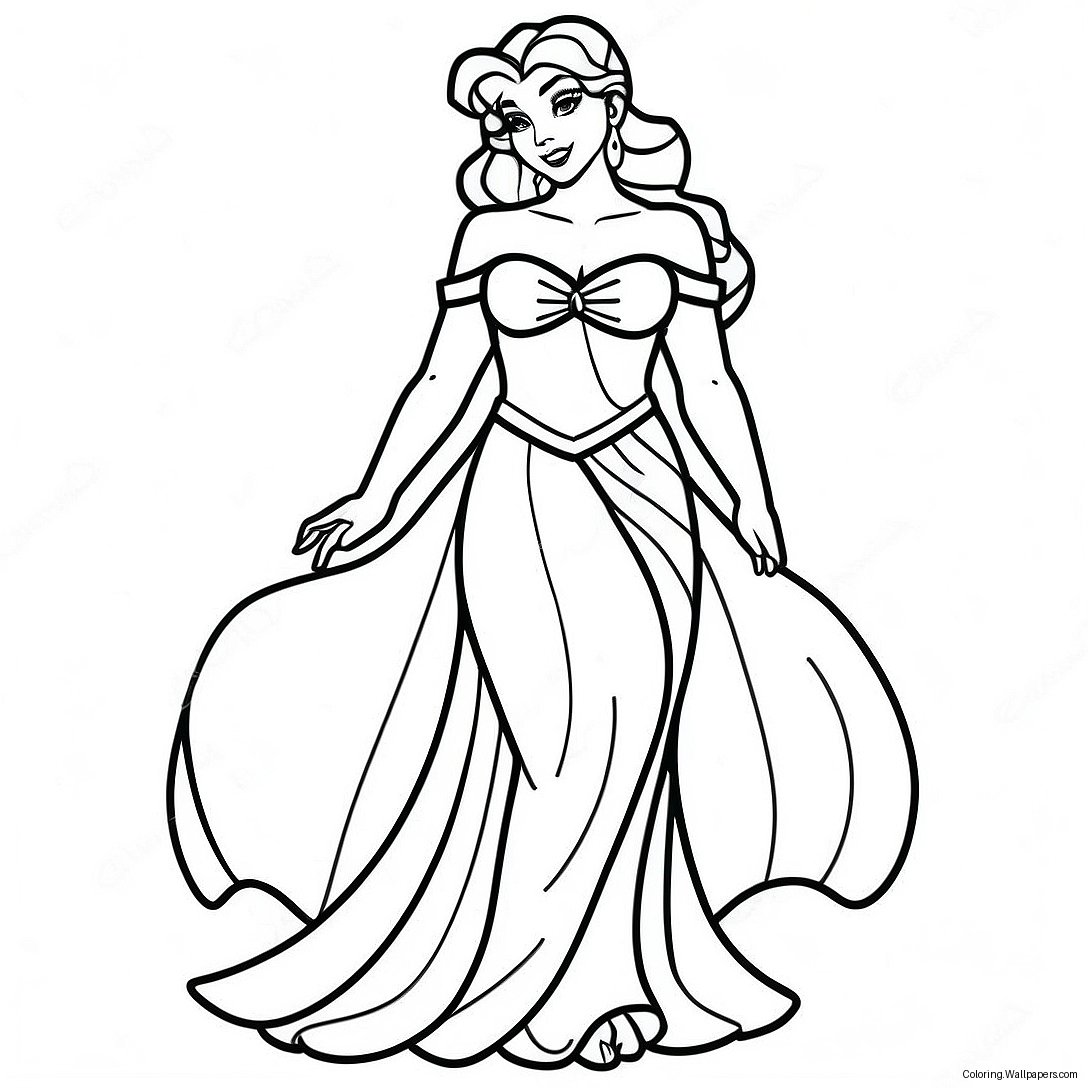 Megara In Elegant Dress Coloring Page 39933