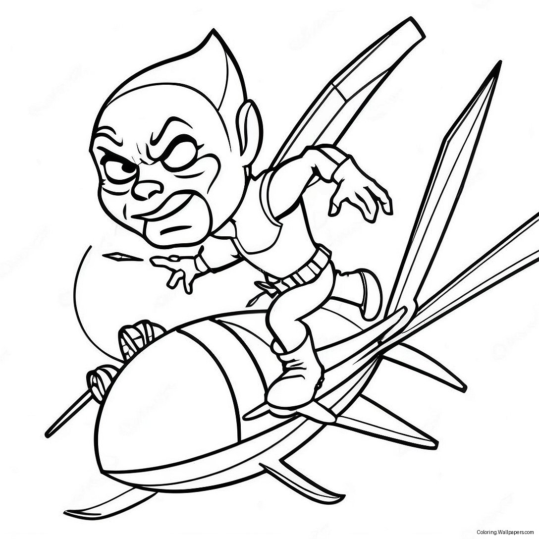 Menacing Green Goblin Flying On Glider Coloring Page 31181