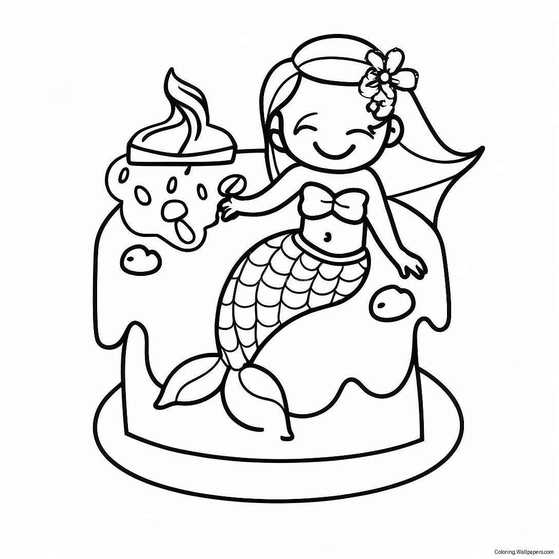 Mermaid Cake With Colorful Sprinkles Coloring Page 36350