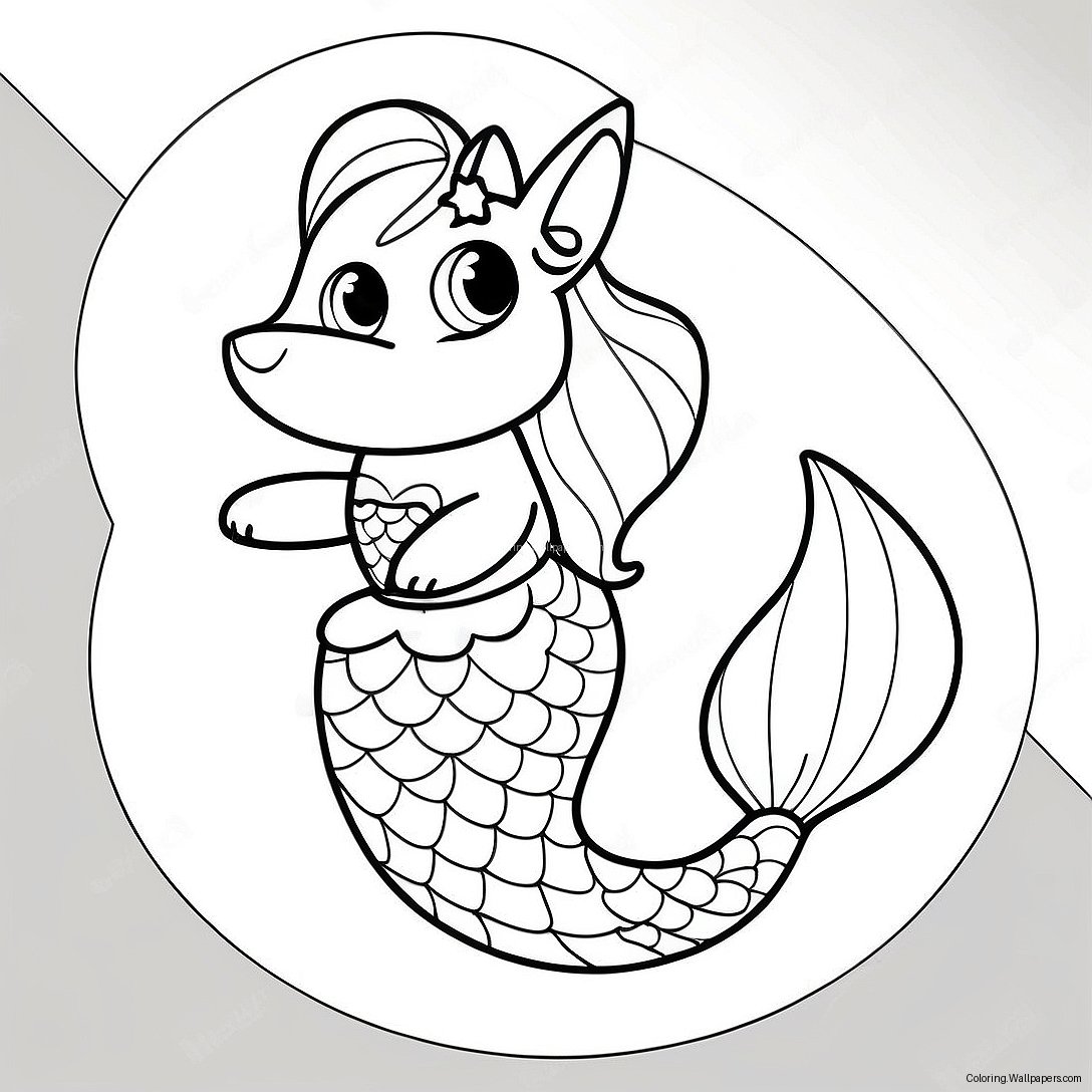 Mermaid Dog With Sparkling Tail Coloring Page 33366