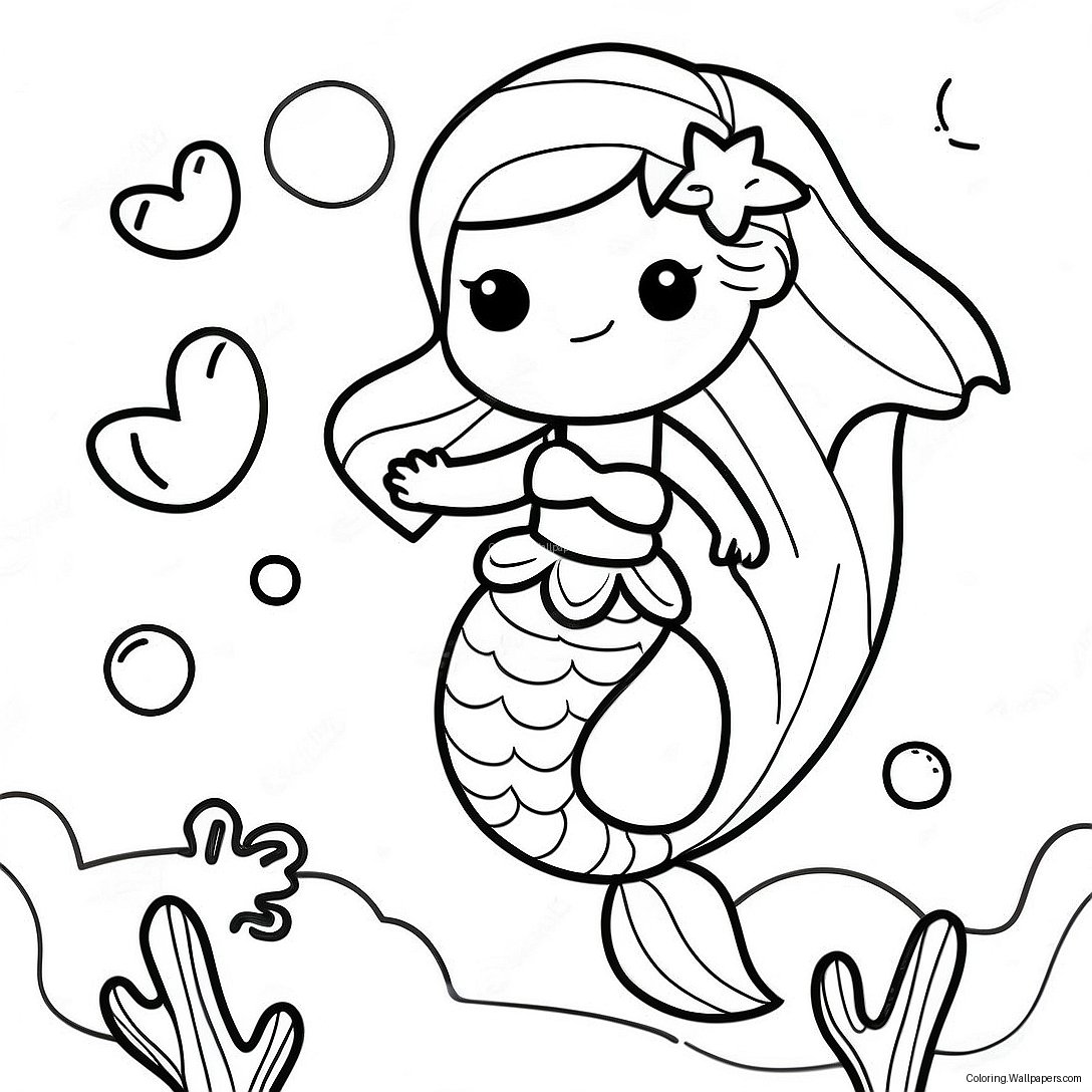 Mermaid Fantasy Scene Coloring Page 43455