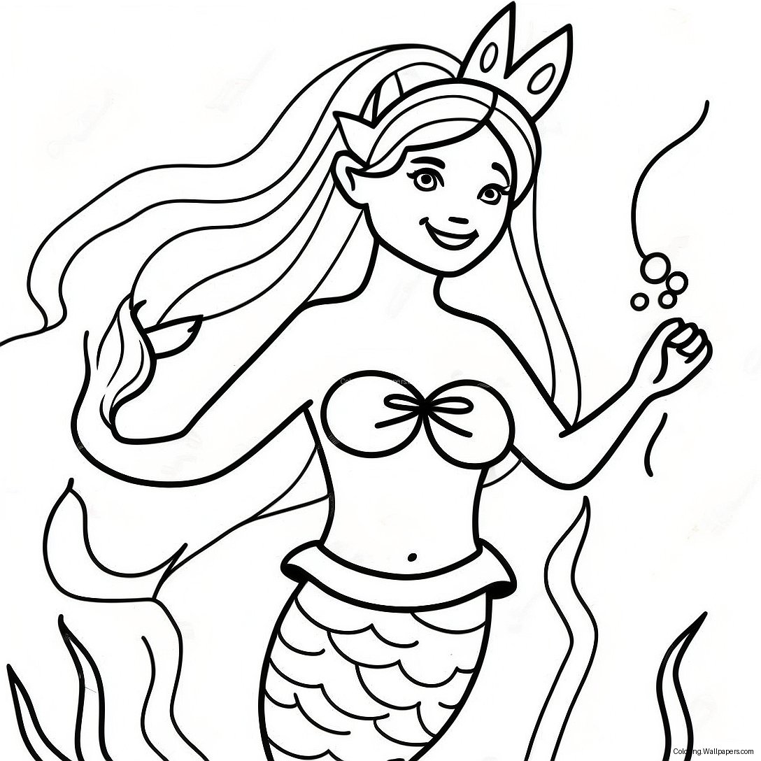 Mermaid Queen Coloring Page 47643