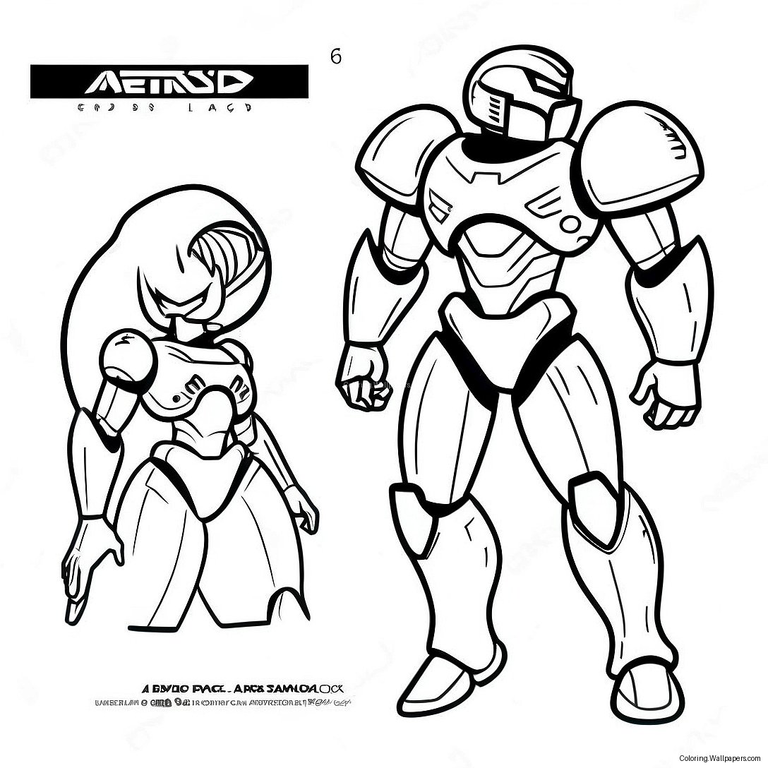 Metroid Samus Aran In Power Suit Coloring Page 22658