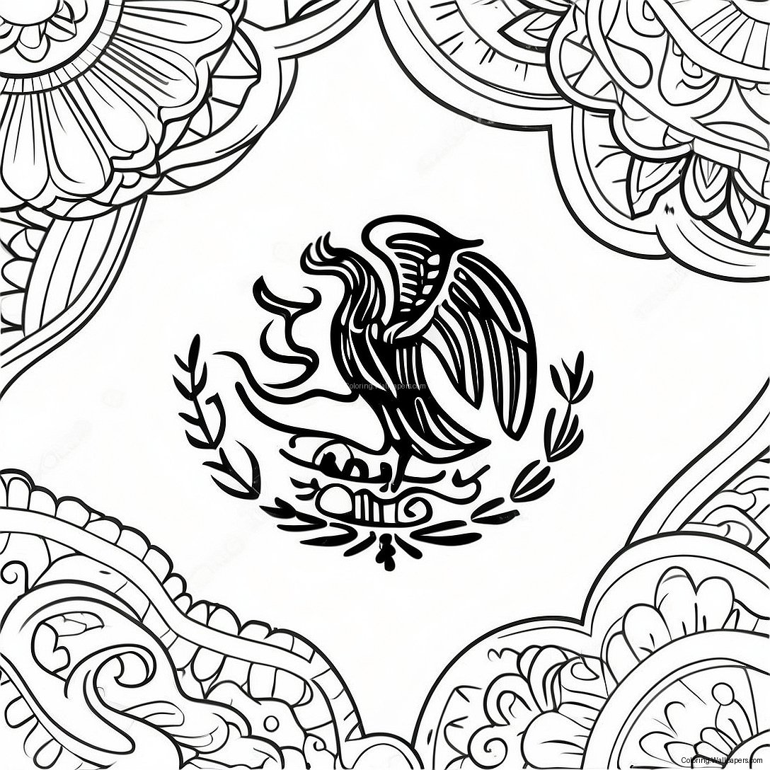 Page À Colorier Drapeau Mexicain 8105