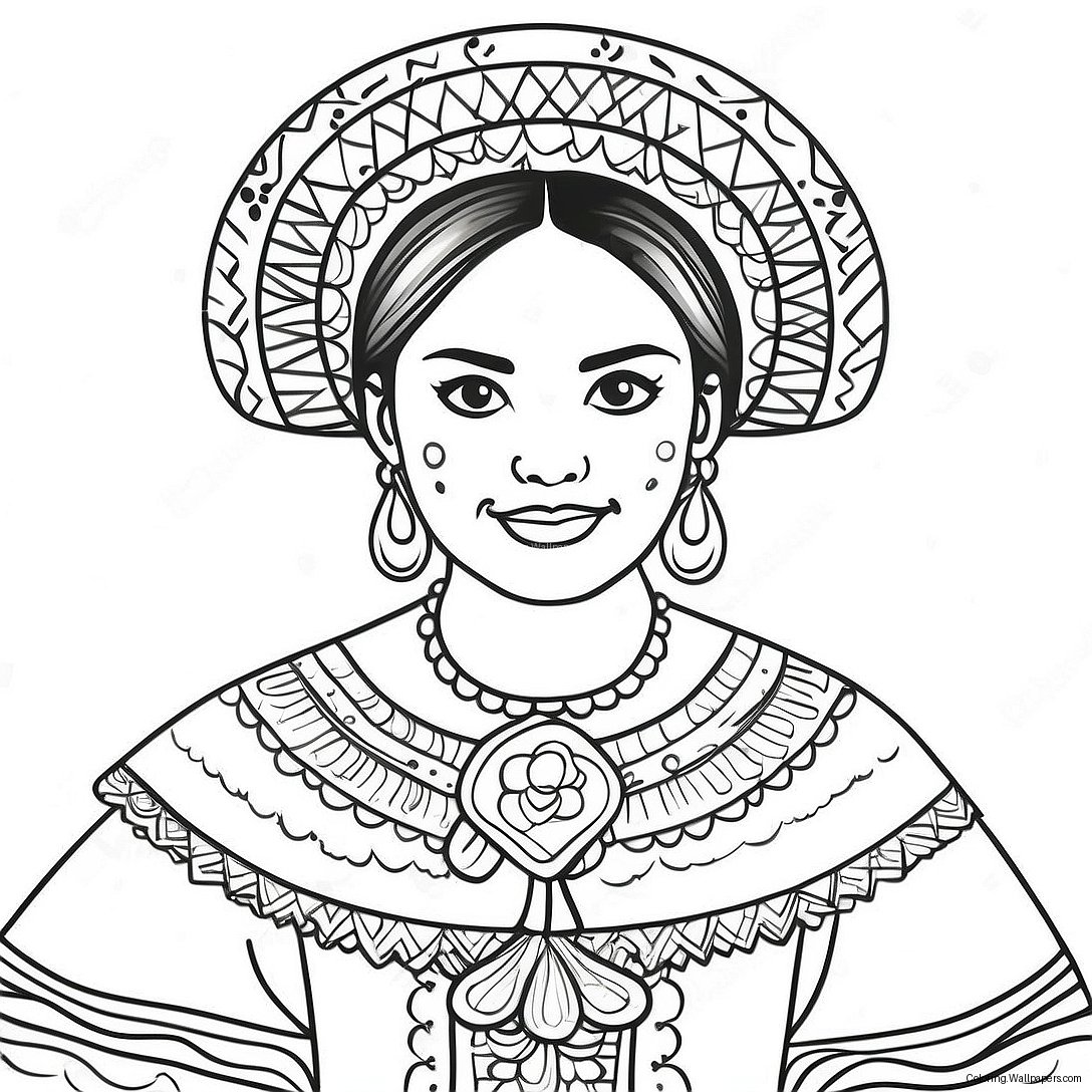 Página Para Colorir De Menina Mexicana Em Traje Tradicional 41688