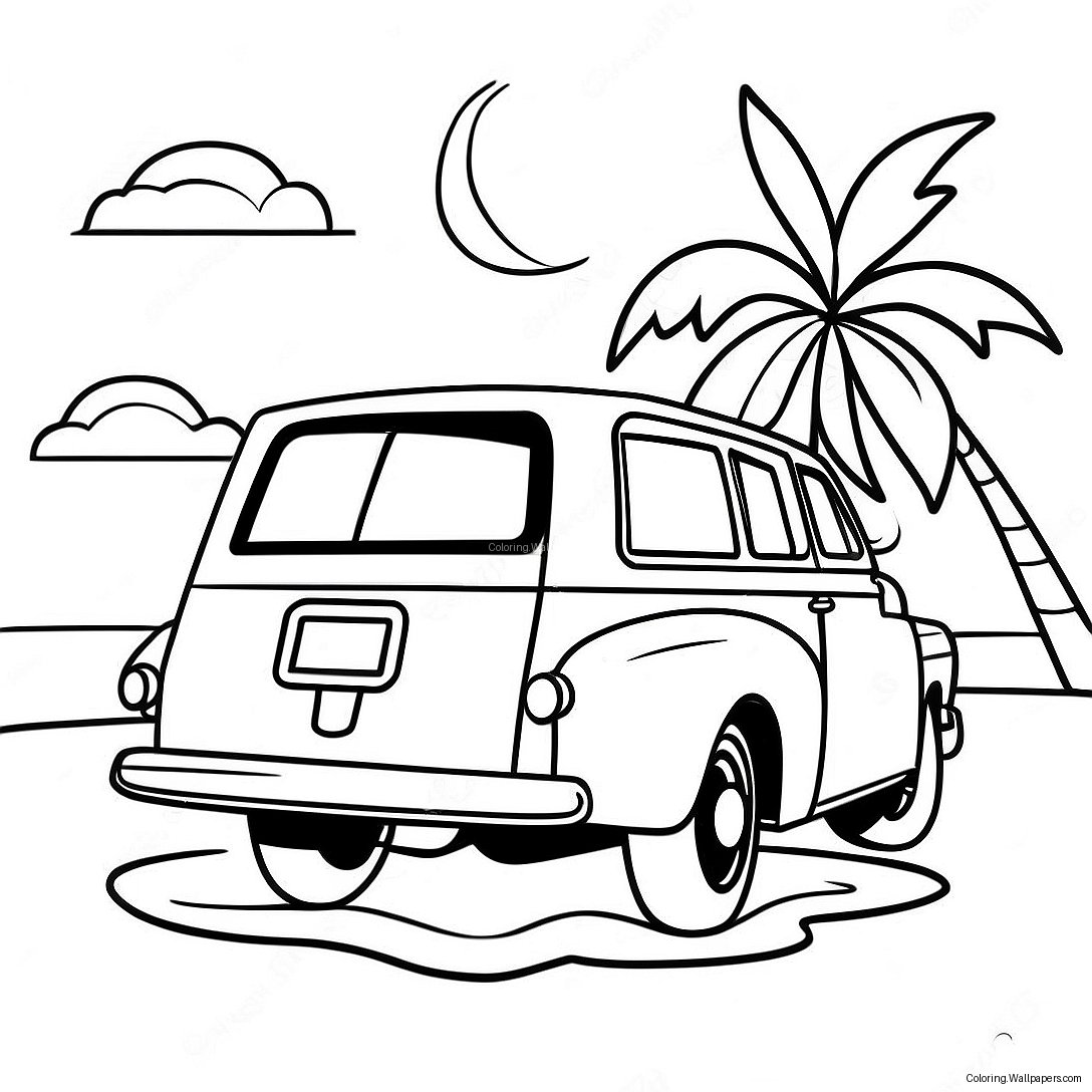 Miami Beach Sunset Coloring Page 32775