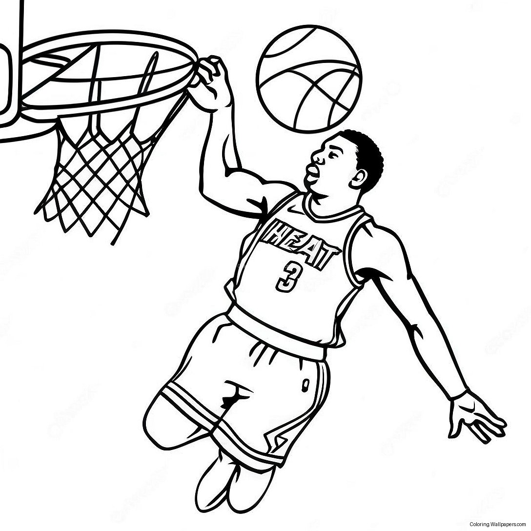 Miami Heat Player Dunking Coloring Page 21653