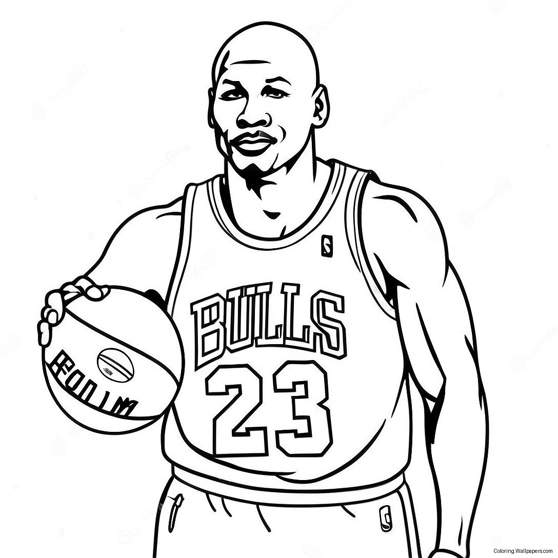 Página Para Colorear De Michael Jordan Con Una Camiseta Clásica De Los Bulls 6125