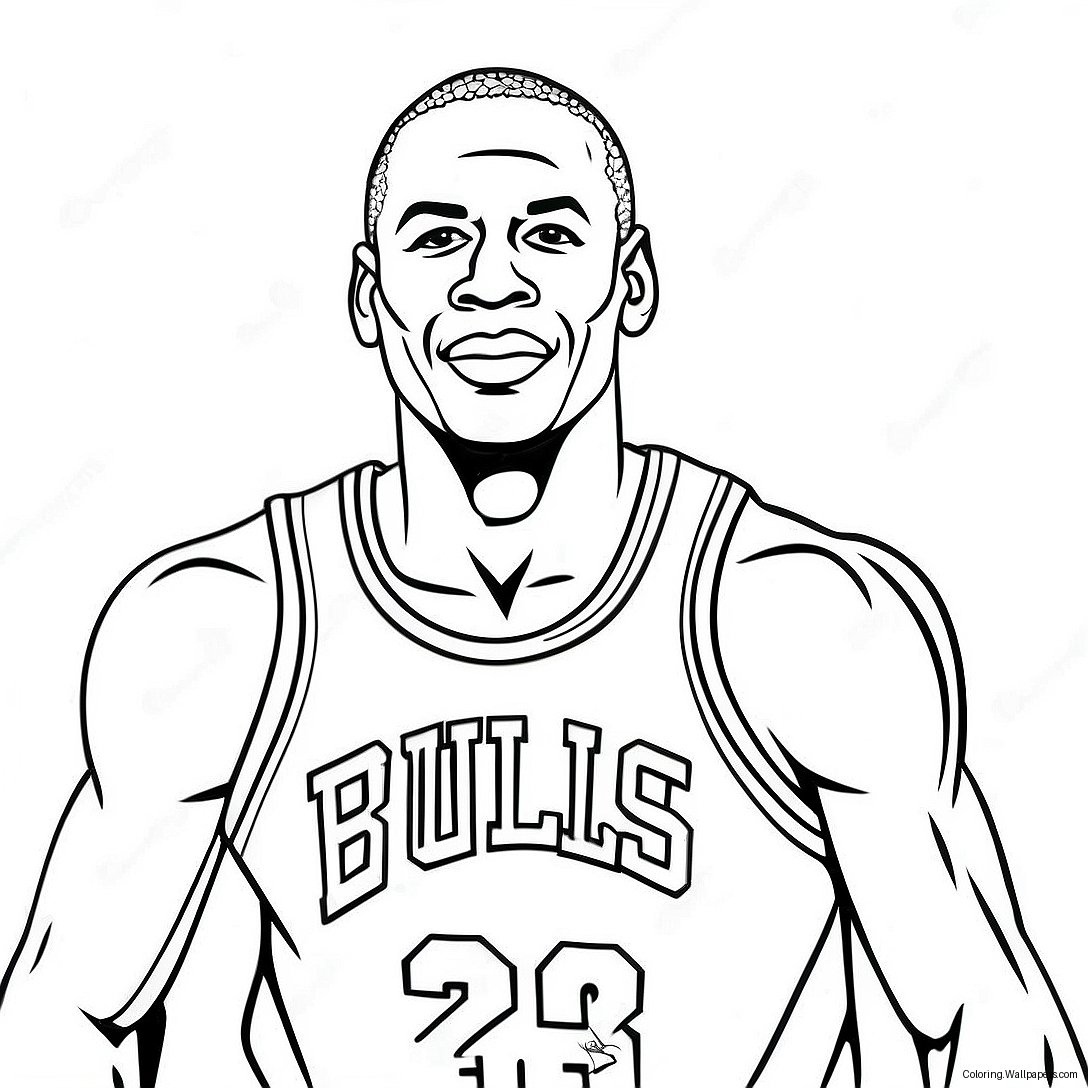 Página Para Colorear De Michael Jordan Con Una Camiseta Clásica De Los Bulls 6126