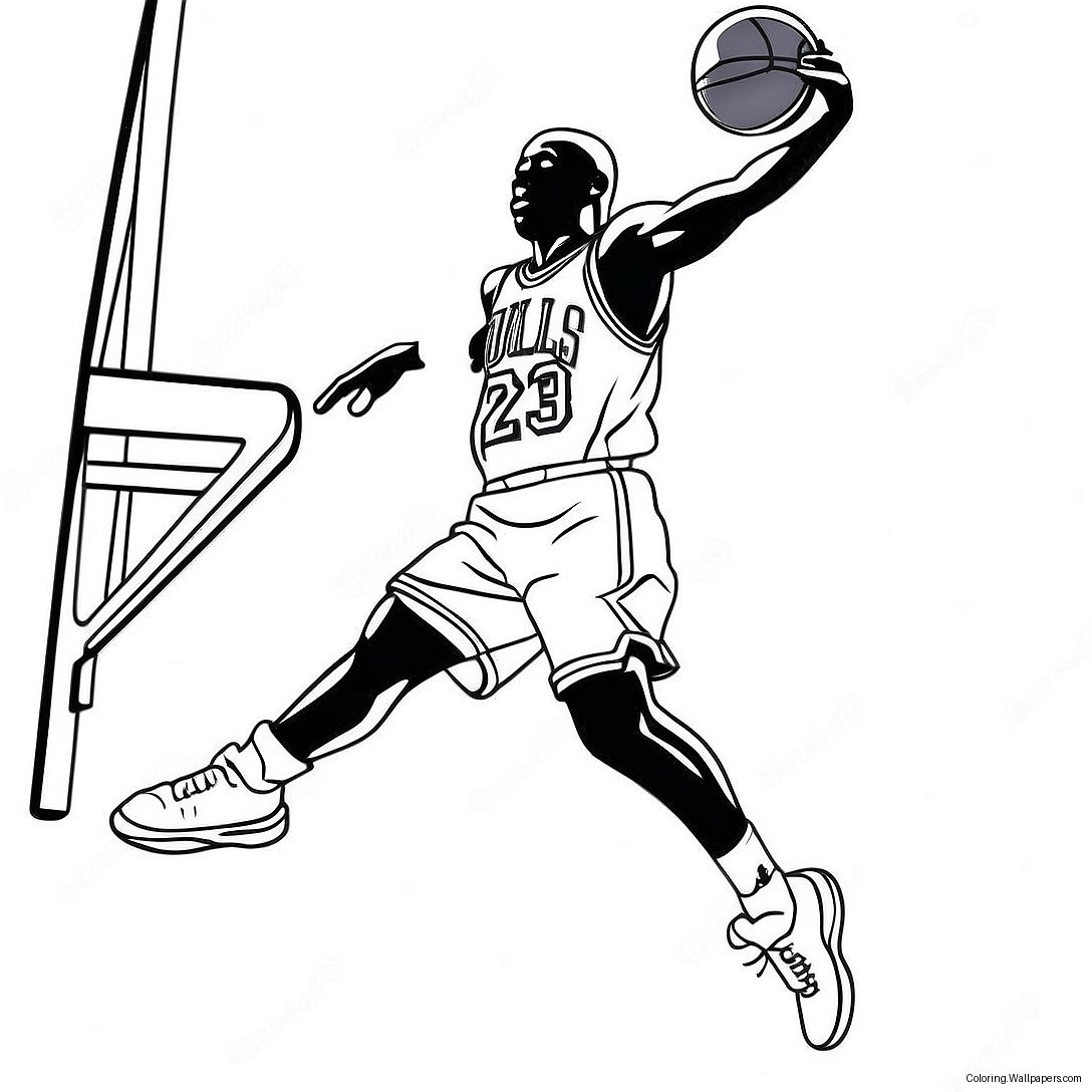 Michael Jordan Springend Voor Een Slam Dunk Kleurplaat 6117