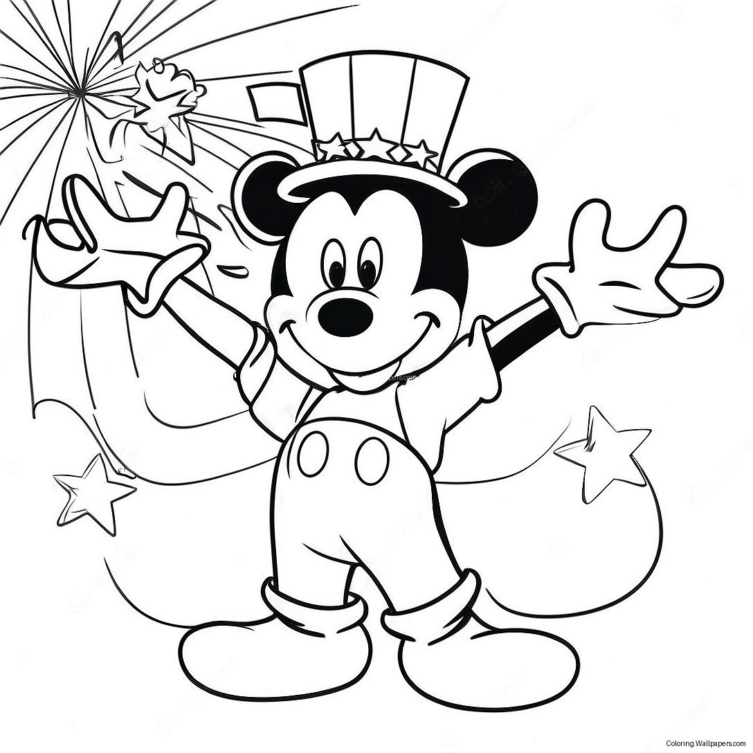 Página Para Colorir Da Celebração Do 4 De Julho Do Mickey 53529