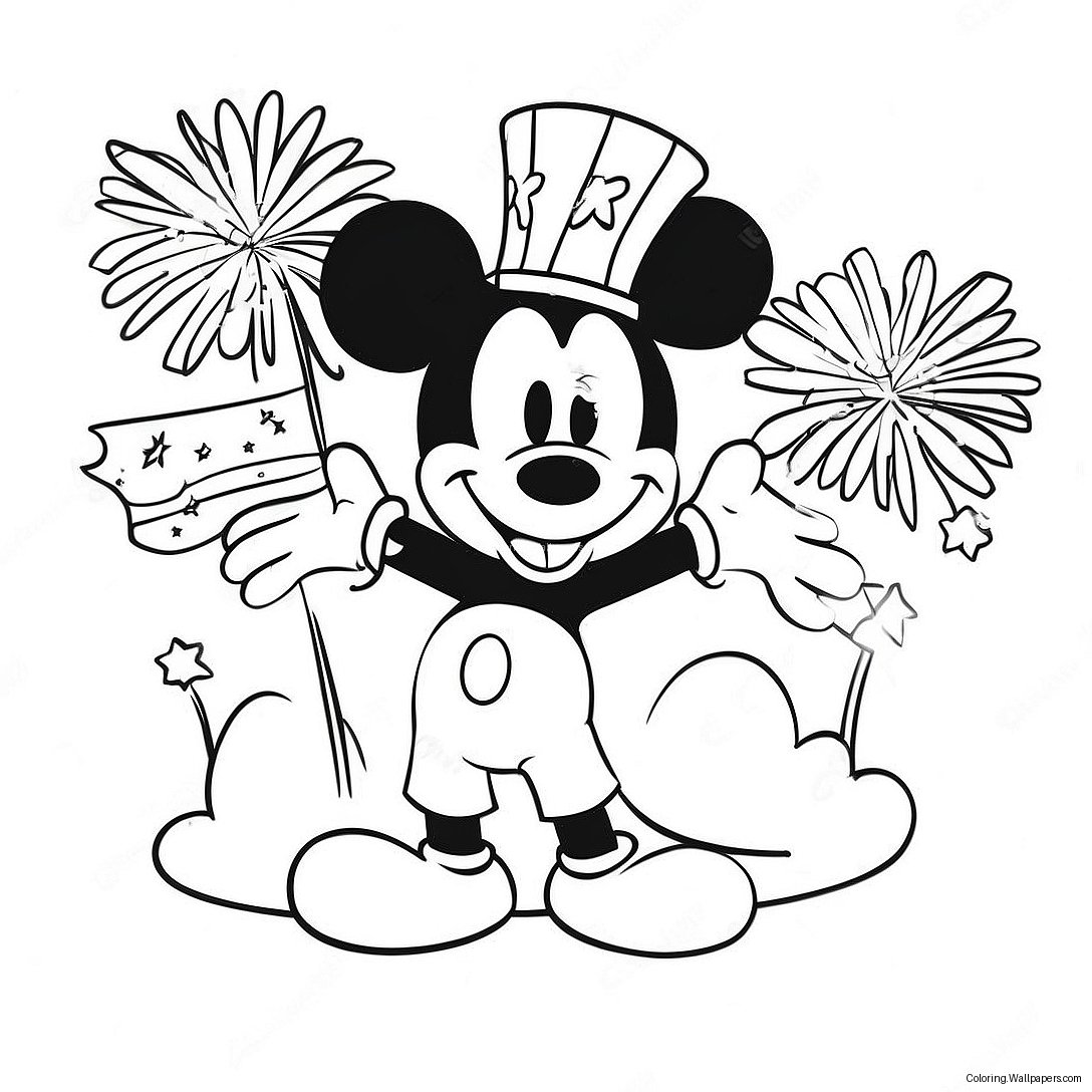 Mickey 4th Of July Celebration Coloring Page 53531