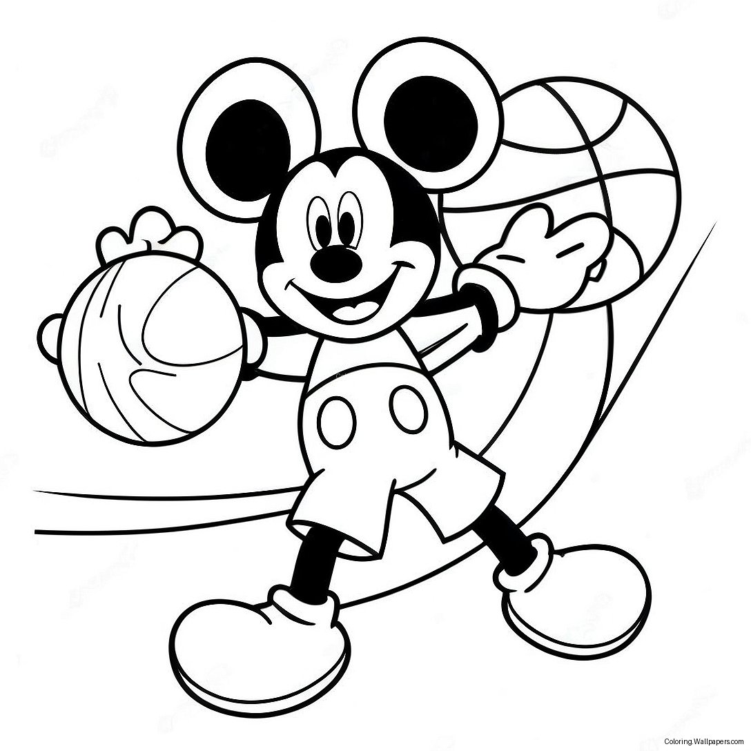 Pagina Da Colorare Di Topolino Con Il Pallone Da Basket 38702