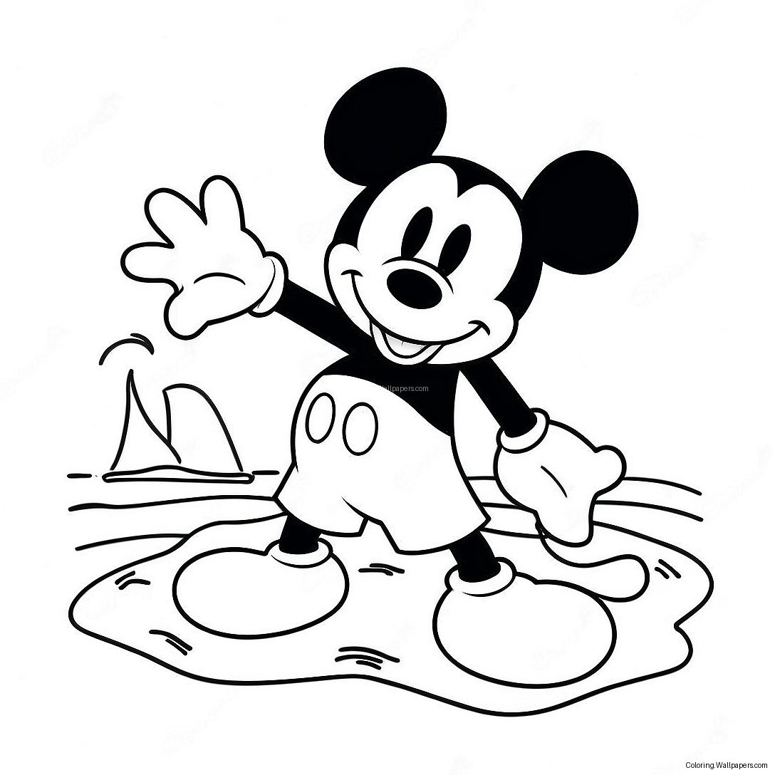 Mickey Mouse Plaj Eğlencesi Boyama Sayfası 40289