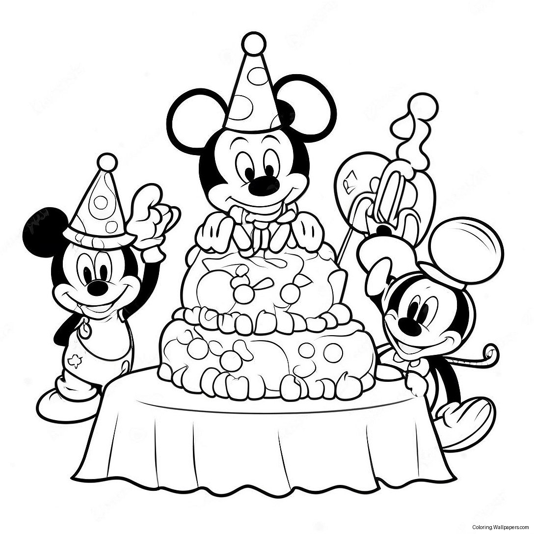 Mickey Mouse Birthday Party Coloring Page 37049