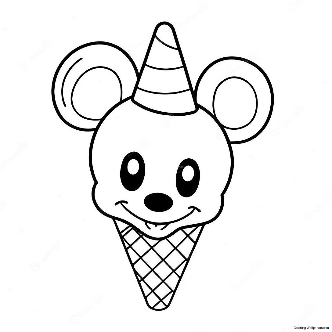 Página Para Colorir Do Mickey Mouse Com Cone De Sorvete 48222