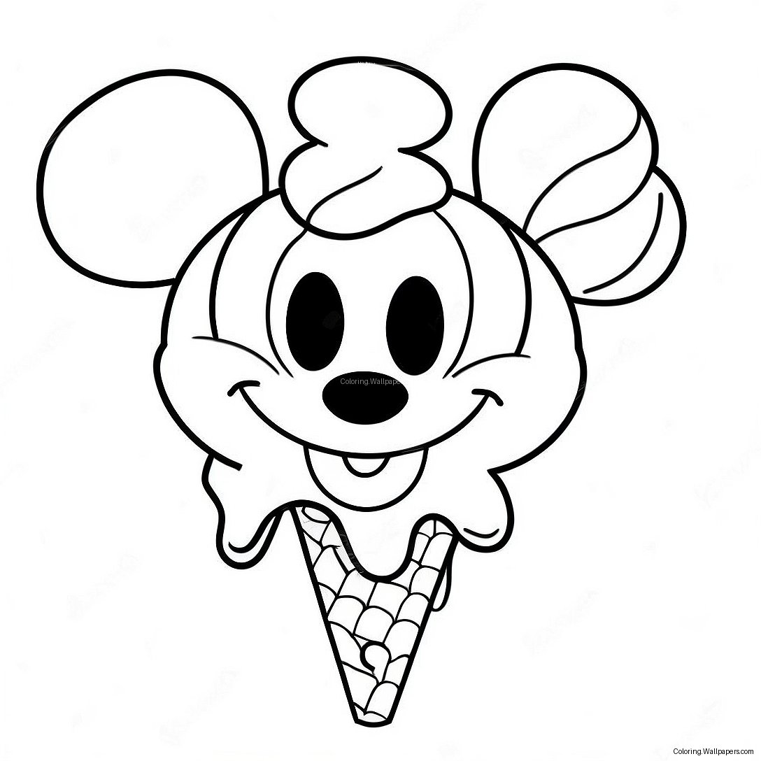 Mickey Mouse Ice Cream Cone Coloring Page 48223