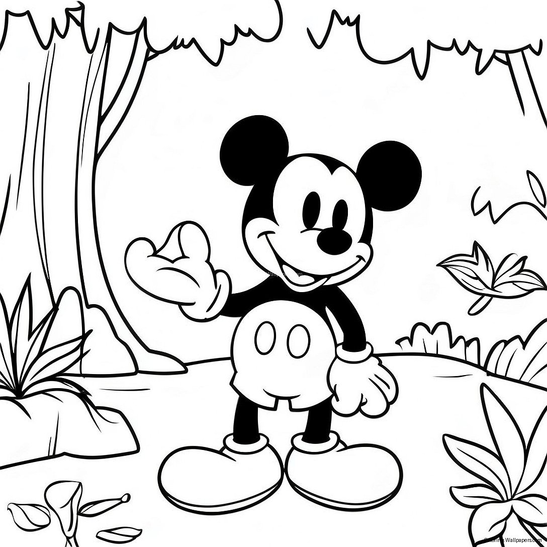 Pagina Da Colorare Topolino In Una Giungla 40452